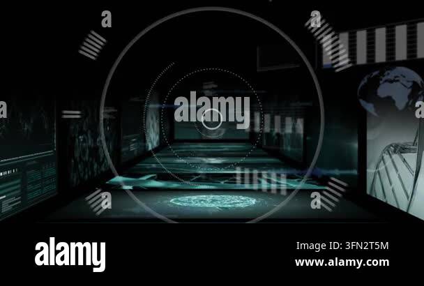 Animation of data processing over scope scanning. Global business and ...