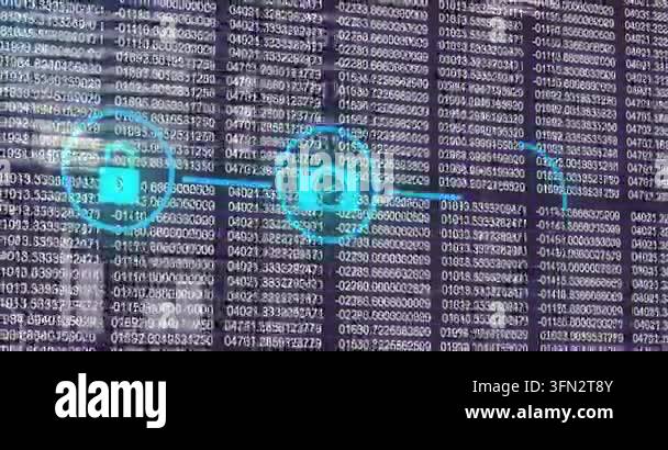 Animation of data processing over media icons. Global business and ...