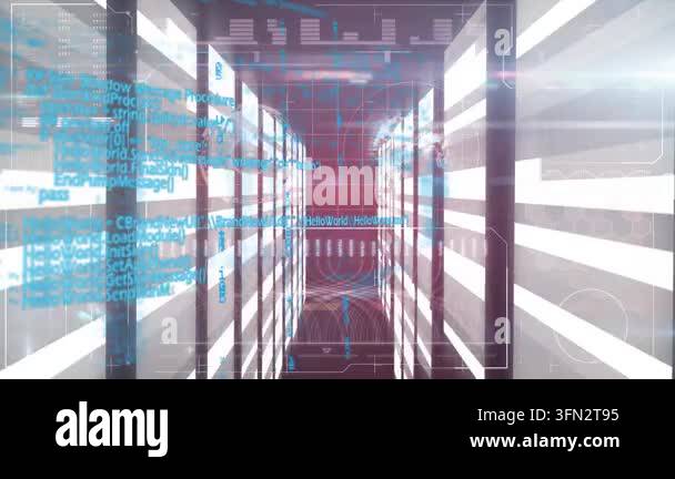 Animation of data processing over computer servers. Global business ...