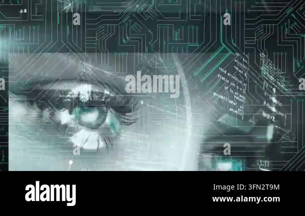 Animation of data processing over binary coding with computer circuit ...