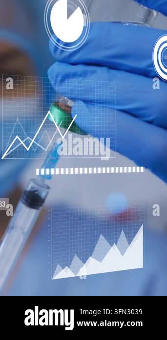Vertical video: Nurse drawing dose by inserting needle into vial ...