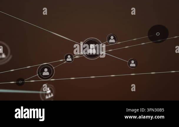 Animation of network of connections with icons. Global networks ...