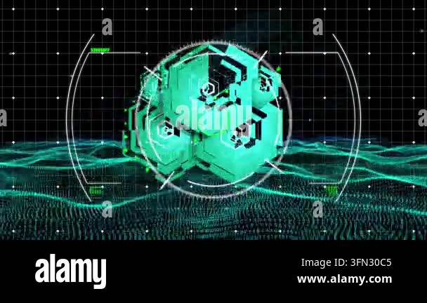 Animation of scope scanning and data processing over green light trails ...