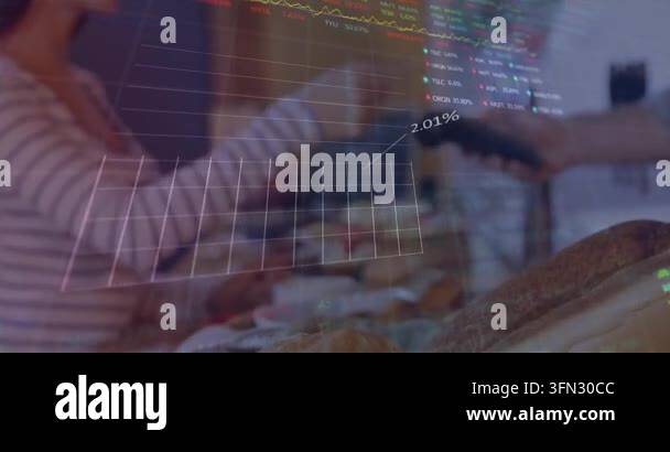 Animation of digital data processing over people using a payment ...
