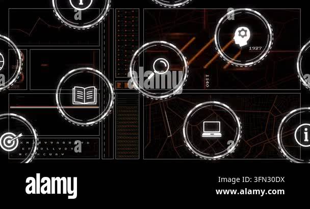 Representing various business concepts, icons over data processing ...