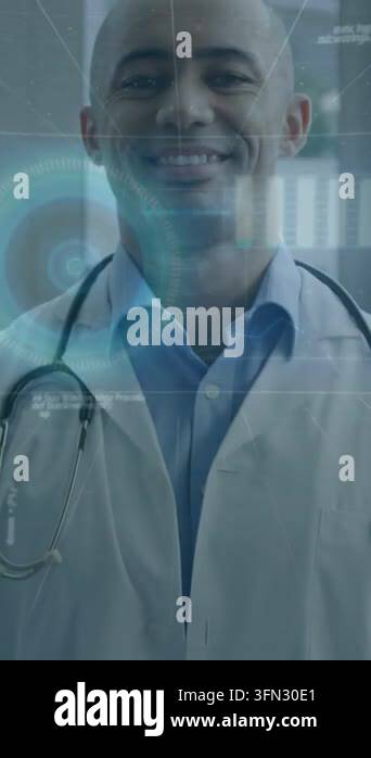 Vertical video: Doctor facing camera receiving health data for ...