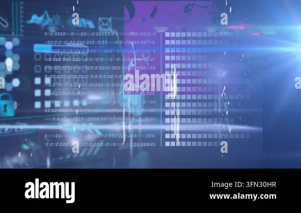 Animation of data processing over binary coding. Global data processing ...