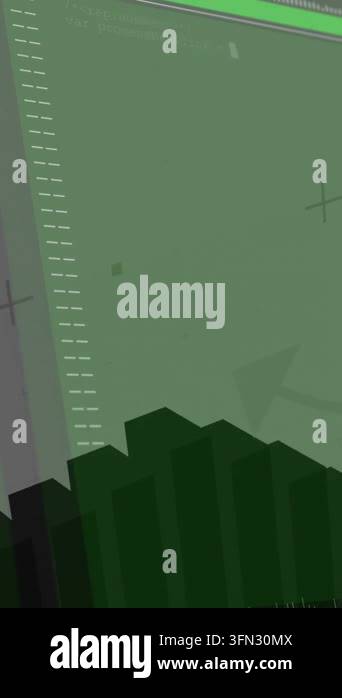 Vertical video: Bar chart reacting to green, code appearing and tracing ...