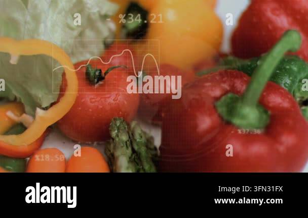Comp Systems 'COLLECTING DATA' appearing, system scanning red pepper, asparagus on ...