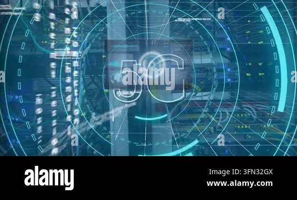 Animation of data processing over computer wires. network ...