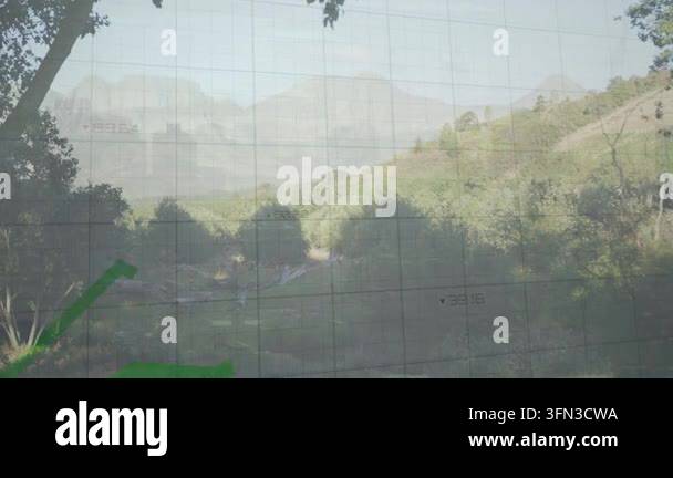 Faint grid marks appearing, overlay drawing green dashed lines and ...