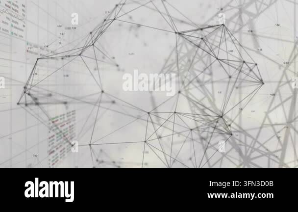 Animation of network of connections over data processing. Global ...