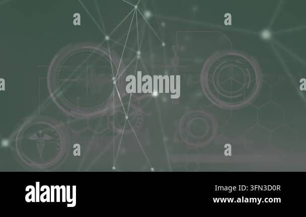 Animation of data processing over black background. global business ...