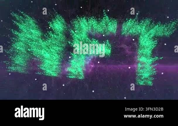 Animation of nft over violet background. Communication, digital ...