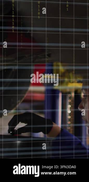 Vertical video: Female tech placing part under car, activating binary ...