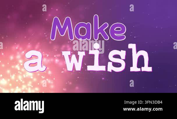 Make wish text animation over sparkling pink and purple background ...