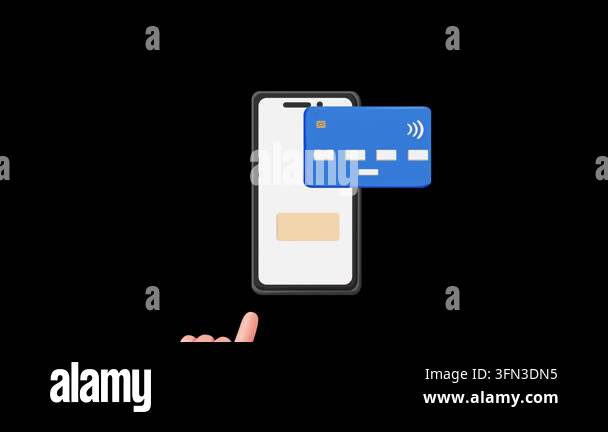 Animated online payment concept with smartphone, bank card, coins and ...