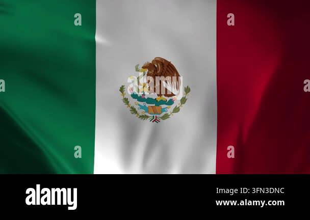 Realistic 3D looping animation of the national flag of Mexico waving in ...