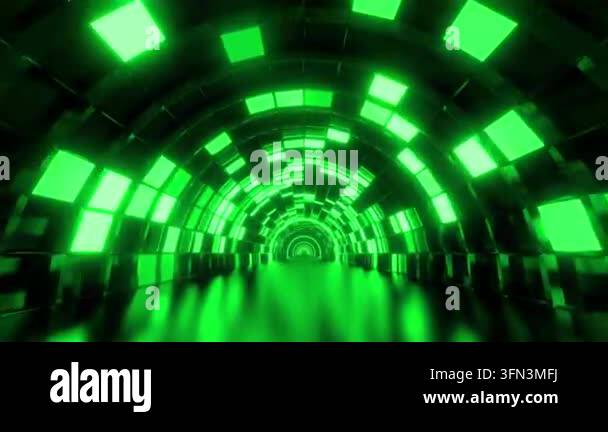 Abstract digital tunnel with glowing green lights Stock Video Footage ...
