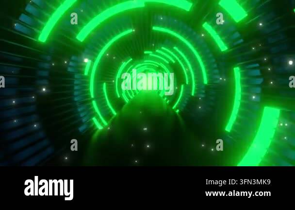 Abstract tunnel with glowing green lights Stock Video Footage - Alamy