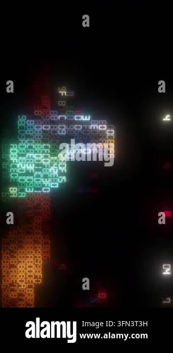 Colorful glowing numbers and symbols streaming in a futuristic digital ...