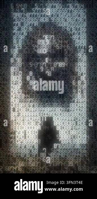 Big brother surveillance eye made of hexadecimal code blinks on a ...
