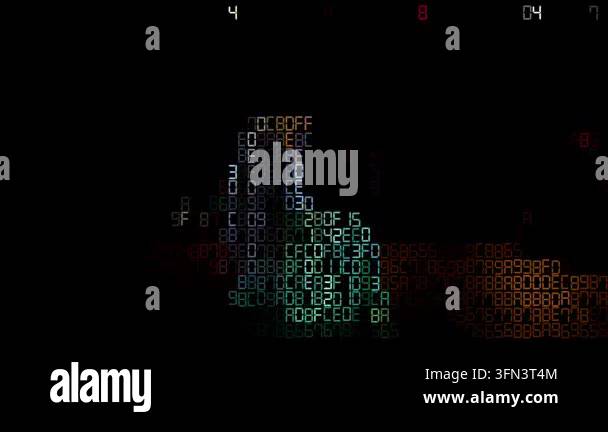 United kingdom map forming from glowing digital hexadecimal code on a ...
