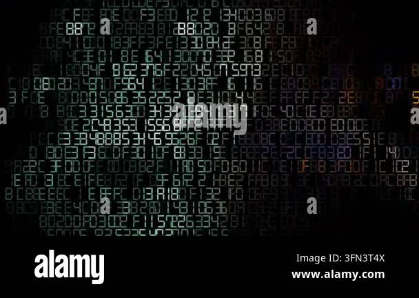 Abstract background of digital data flow with running numbers and ...