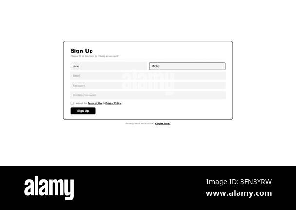A clean web user interface animation showing a step-by-step sign-up ...