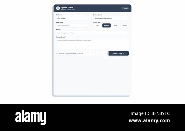 Minimalist web interface showing the sequence of filling out a support ...