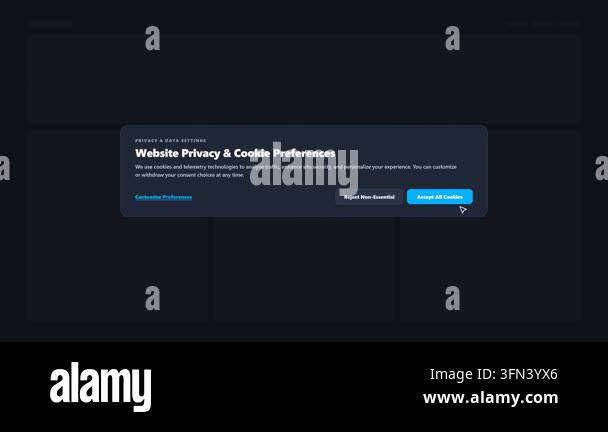 A demonstration of various UI states for a website's privacy and cookie ...