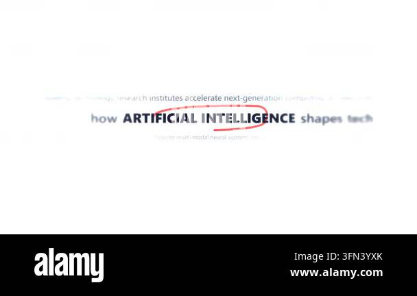 Animated text elements display headlines about AI milestones, robotics ...