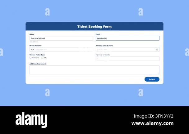A clean blue and white digital interface animation showing user input ...