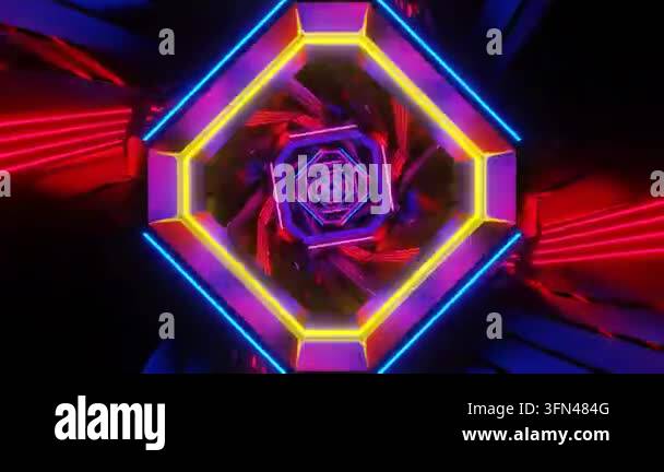Colorful geometric shapes glowing in dark background Stock Video ...