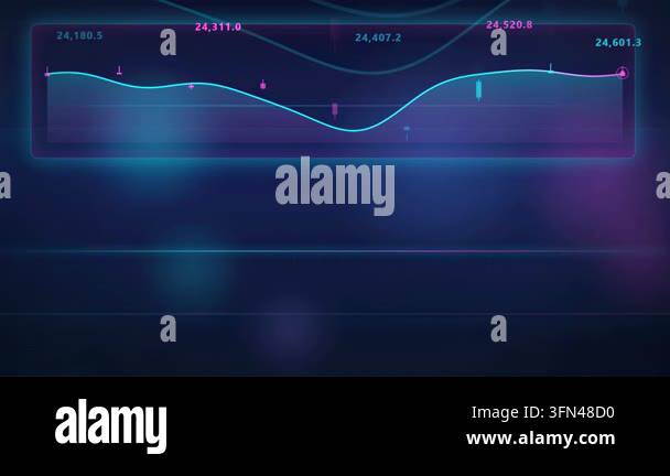 Digital graph displaying stock market data with fluctuating lines and ...