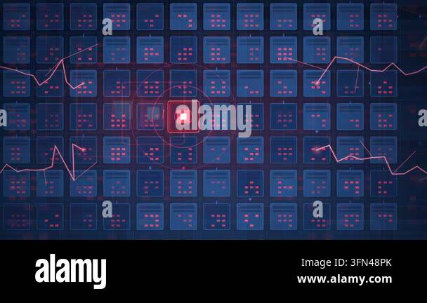 Abstract digital grid pattern with glowing elements Stock Video Footage ...