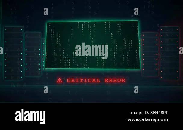 Glowing screen displaying critical error message Stock Video Footage ...