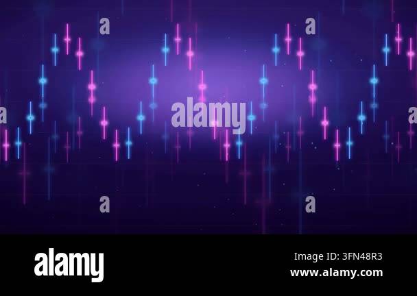 Abstract neon stock market graph animation with glowing blue and pink ...
