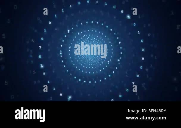 Spiraling blue background filled with binary numbers Stock Video ...