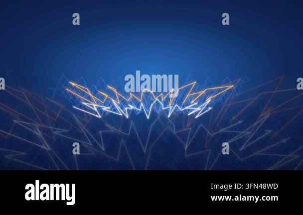 Abstract digital waveform animation with glowing neon lines on a dark ...
