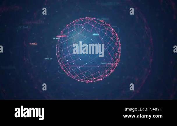 Glowing sphere connected by lines and nodes Stock Video Footage - Alamy