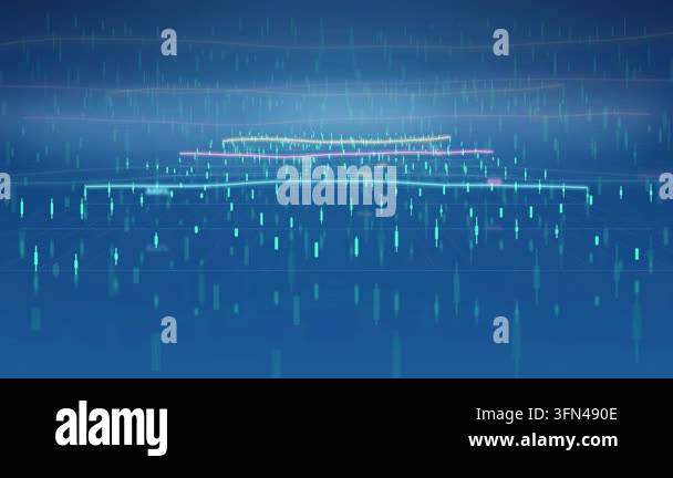 Abstract digital background with glowing lines and bars representing ...