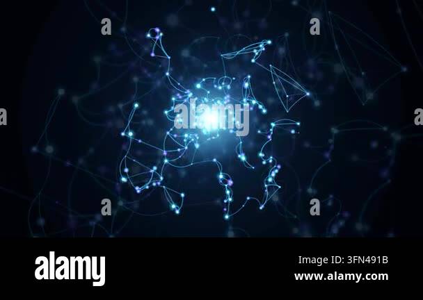 Glowing particles forming abstract digital network structure Stock ...