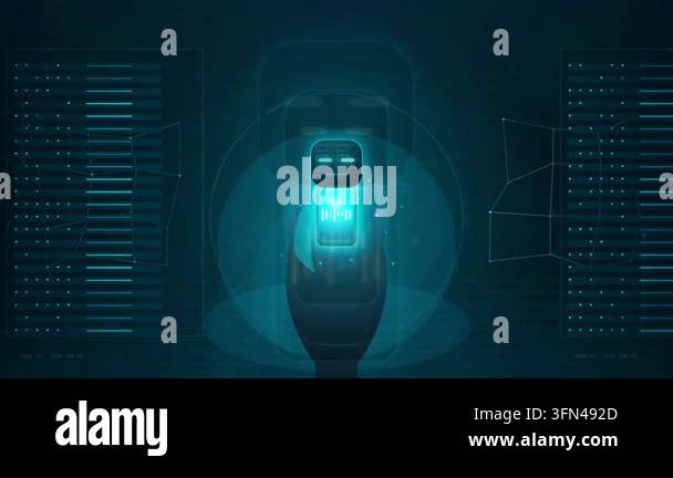 Abstract futuristic interface with glowing digital elements and data ...