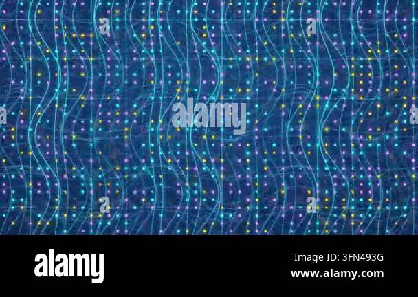 Abstract background of glowing blue and pink lights in a grid pattern ...