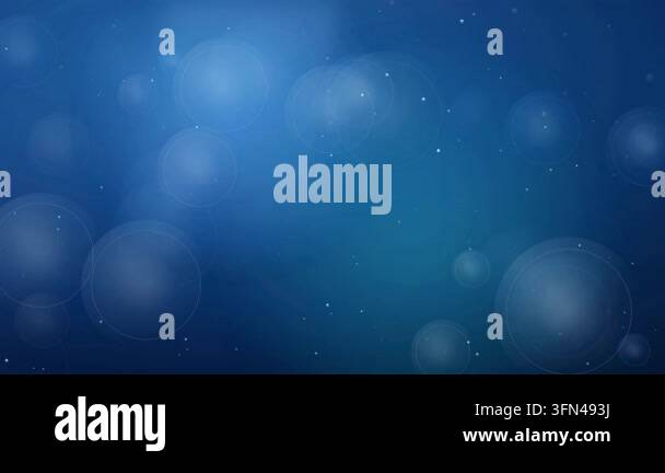 Abstract blue background with floating bokeh circles and small white ...