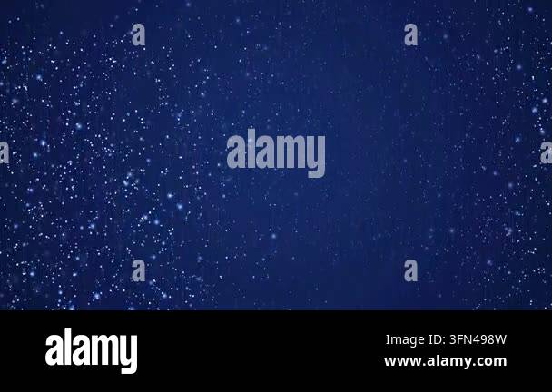 Abstract background of shimmering blue particles floating in a dark ...