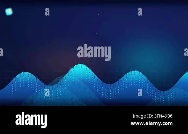 Abstract blue waves with digital patterns flowing Stock Video Footage ...