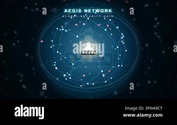 Abstract digital network visualization with glowing nodes and ...