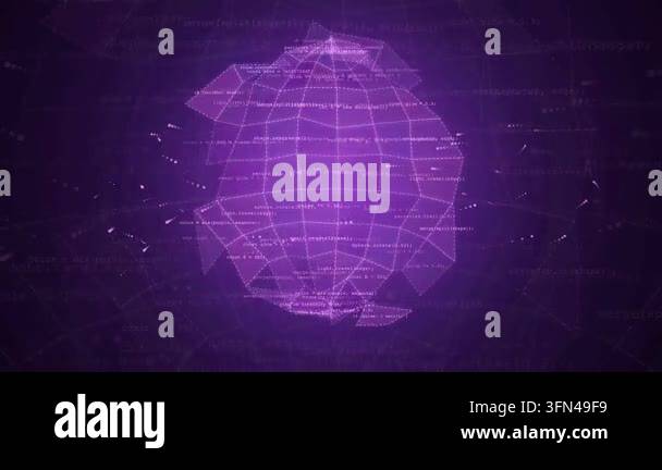 Abstract digital globe with flowing code and particles, representing ...